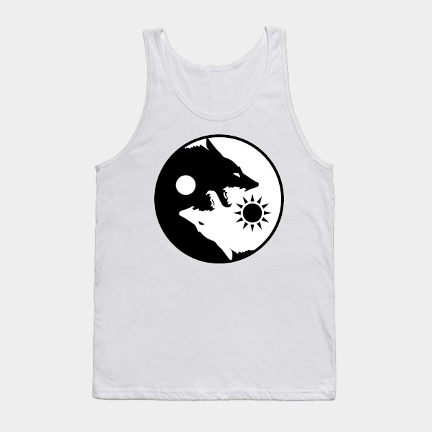 The Wolves Within Yin and Yang Symbol Tank Top by Mandra